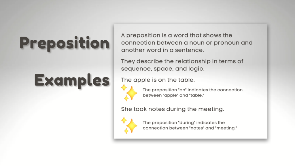 preposition definition with examples